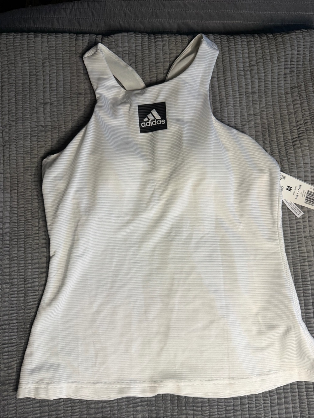 adidas Parley White Ribbed Racerback Tank Top Free choice of Bottoms/ Med
